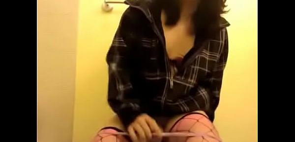  Shemale teen masturbates in bathroom